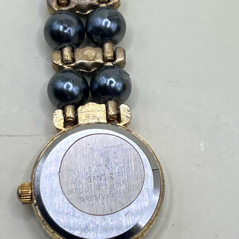 Vtg Saint Laurent Quartz Watch Swiss Movt Gold Tone Faux Pearl Bracelet MOP Dial - Picture 8 of 17